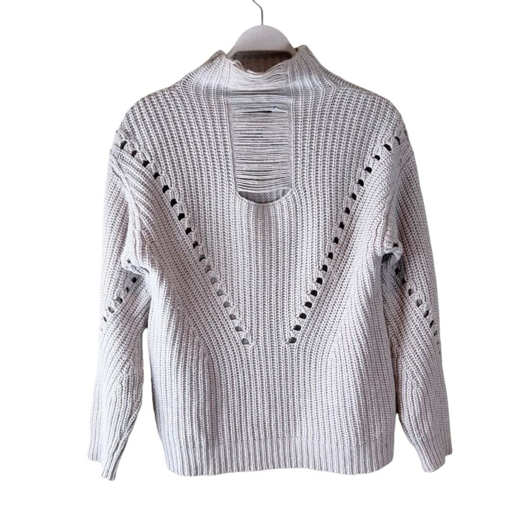 One Grey Day x‎ Revolve Distressed Mock Neck Cut out Sweater Sz S